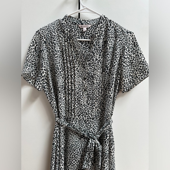 Nanette Lepore - animal leopard print midi tie-waist short sleeve dress 8 - Picture 5 of 7